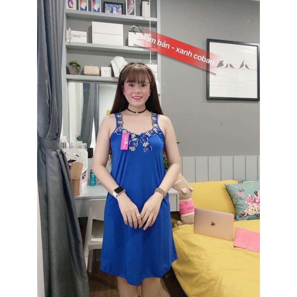 Đầm Ngủ Thun Lạnh 2 Dây Phối Ren ❤️FREE SHIP❤️ Đầm Nữ Mặc Nhà Co Giãn Giá Rẽ