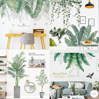 Decal dán tường decal dán tường phòng ngủ nhiều mẫu lá xanh cây xanh