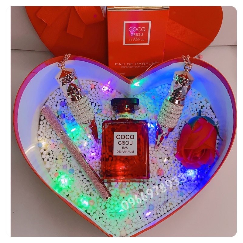 Hộp Quà Tặng Son Môi Nước Hoa Kèm Dây Nháy Sáng