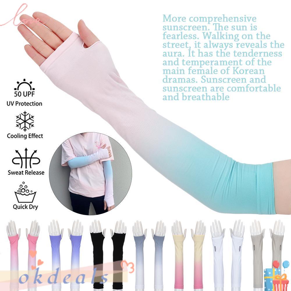 Bộ 2 Găng Cánh Tay Bằng Lụa Lạnh Tiện Dụng Cho Chạy Xe Đạp / Chạy Bộ