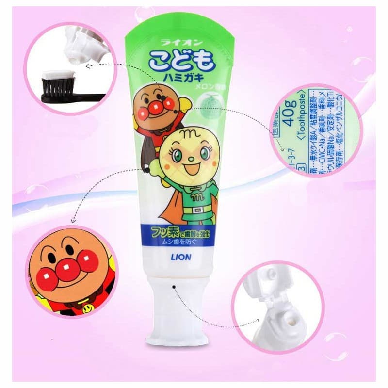 Kem Đánh Răng Lion Nhật Bản cho Trẻ Em Từ 1 Tuổi Hương Dâu  / Dưa gang  40g