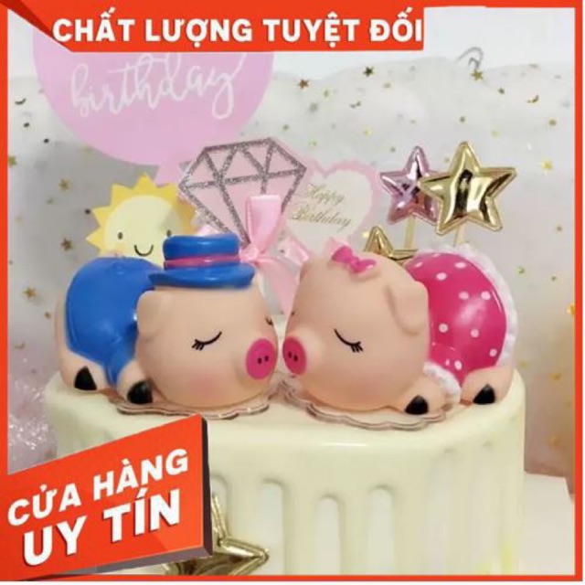 Cặp heo, đôi heo Xanh Hồng [RẺ VÔ ĐỊCH] dùng trang trí bánh kem, bánh sinh nhật, đồ chơi, quà tặng cho các bé