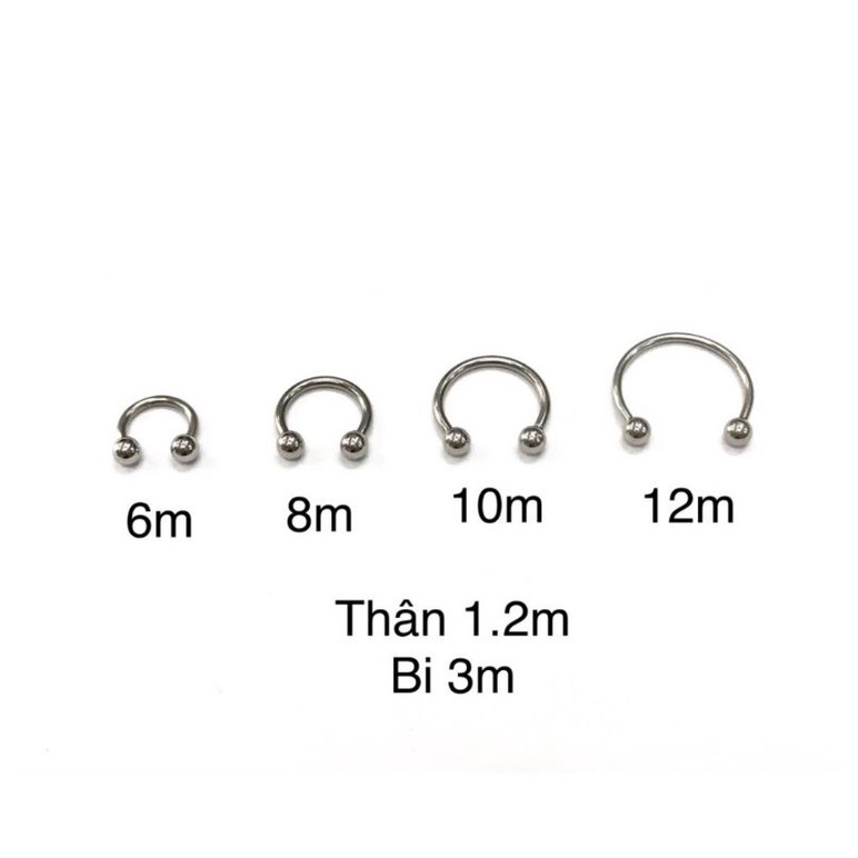 Khuyên Chữ U , Khuyên Mũi , Môi , Tai Thép Y Tế Không Gỉ Không Dị Ứng
