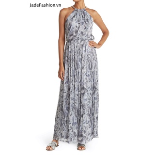 Đầm kim sa cổ yếm xếp ly sang trọng Halter Neck Metallic Maxi Dress jf420 - Size 18 Bigsize