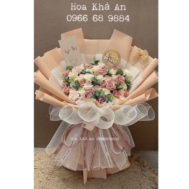 [Quà sinh nhật] Bó hoa sáp mix màu 60bông cao cấp, cực to đẹp. Bền vĩnh cửu.