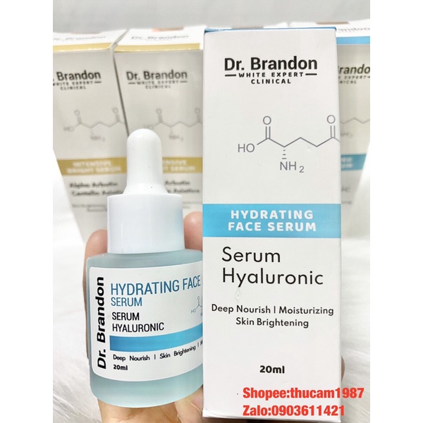 Serum Dr. Brandon HYALURONIC dưỡng ẩm làm sáng da gấp 5 lần 20ml.