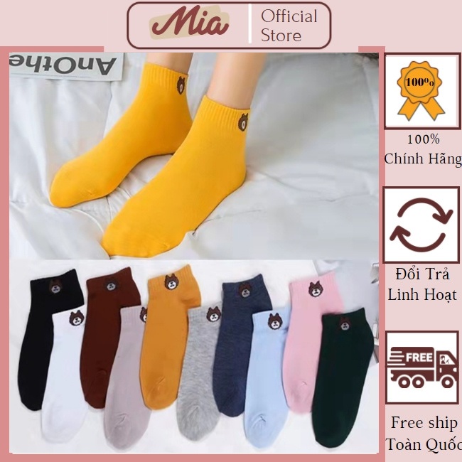 Tất gấu, vớ gấu cổ ngắn khử mùi chất cotton mềm co gian 4 chiều đủ màu - Mia Shore