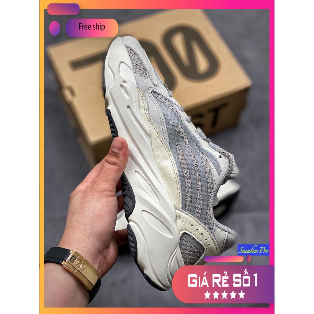 Giày thể thao YZ700 V2 Static trắng xám phản quang cho nam nữ