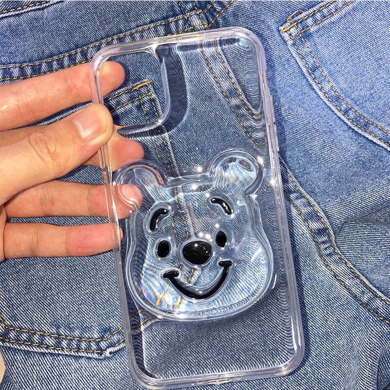 iPhone 13 Pro Max Ốp điện thoại trong suốt hình gấu pooh 3D cho iphone Xs Max/11/11Pro Max/12Pro/12Pro Max 7 8 Plus