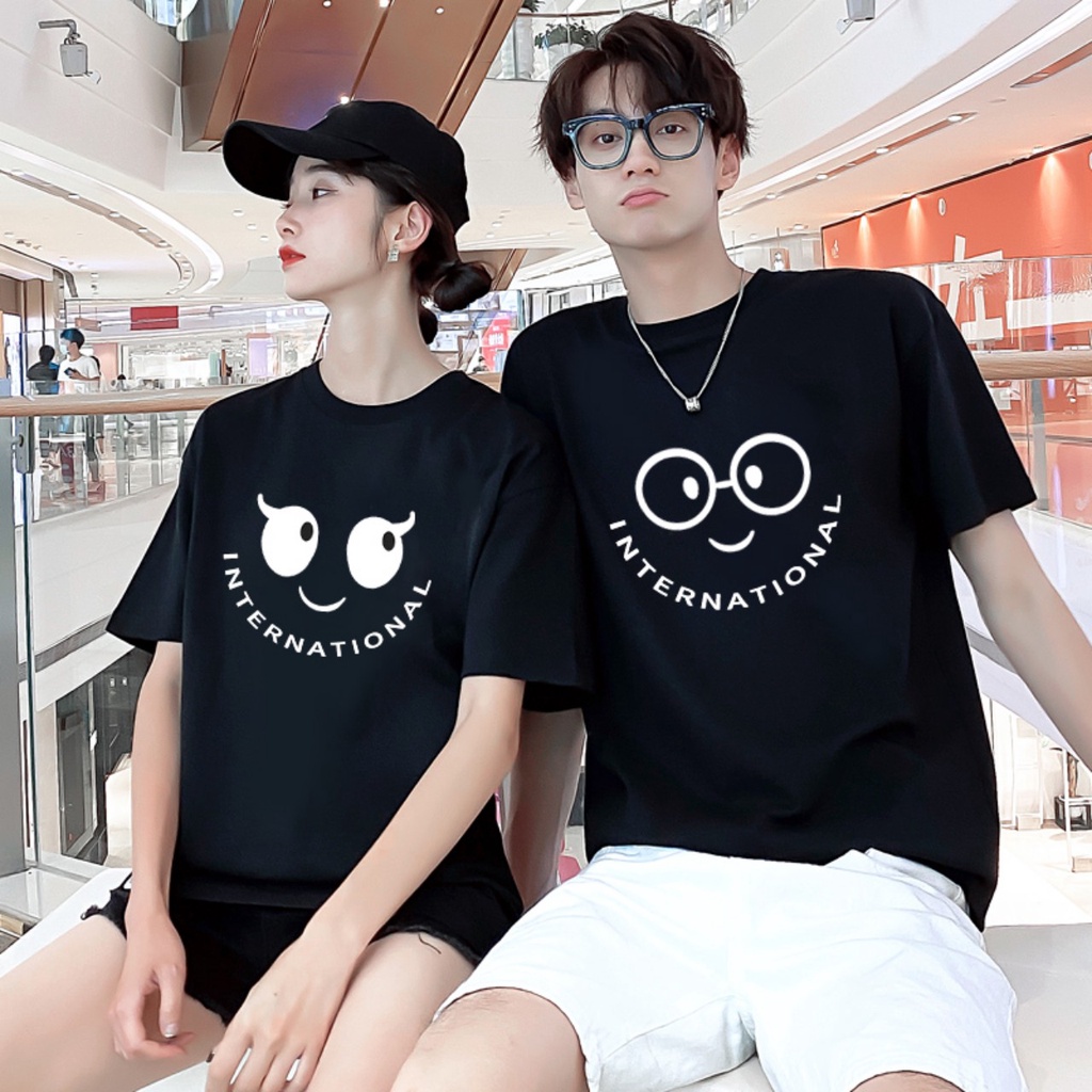 Áo đôi  tay lỡ Nam Nữ Unisex , áo thun cặp cotton mặc mát co giãn thoải mái AM14