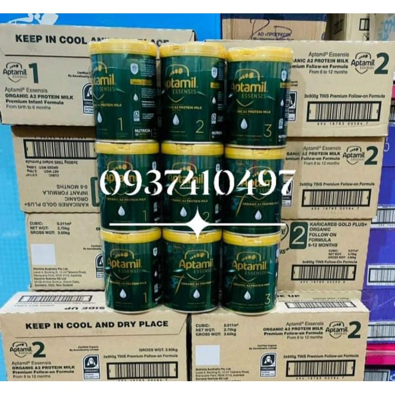 Date mới-Sữa Aptamil Essensis Organic DÒNG CAO CẤP 900g Úc số 1 2 3 cho bé