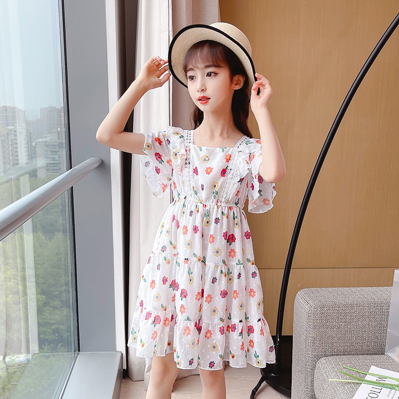 Mới Đầm Voan Hoa Cỡ Lớn Thời Trang 2022 Cho Bé Gái