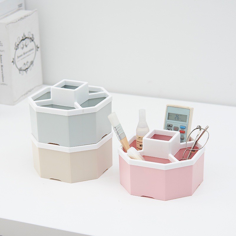 Khay tiện ích lục giác 5 ngăn để bàn nhựa Việt Nhật 1337, khay đựng đồ bút,điều khiển,trang điểm..đa năng màu xinh xắn H