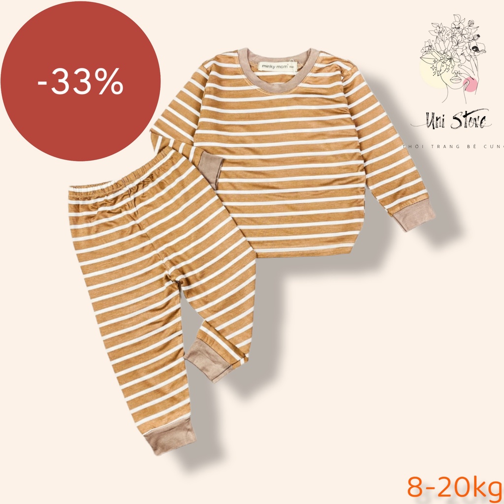 [BÉ 7-18kg] Bộ tay dài quần dài sọc dệt minkymom cho bé mặc ngủ, size 80-120 cho bé Unibaby BDSDDT