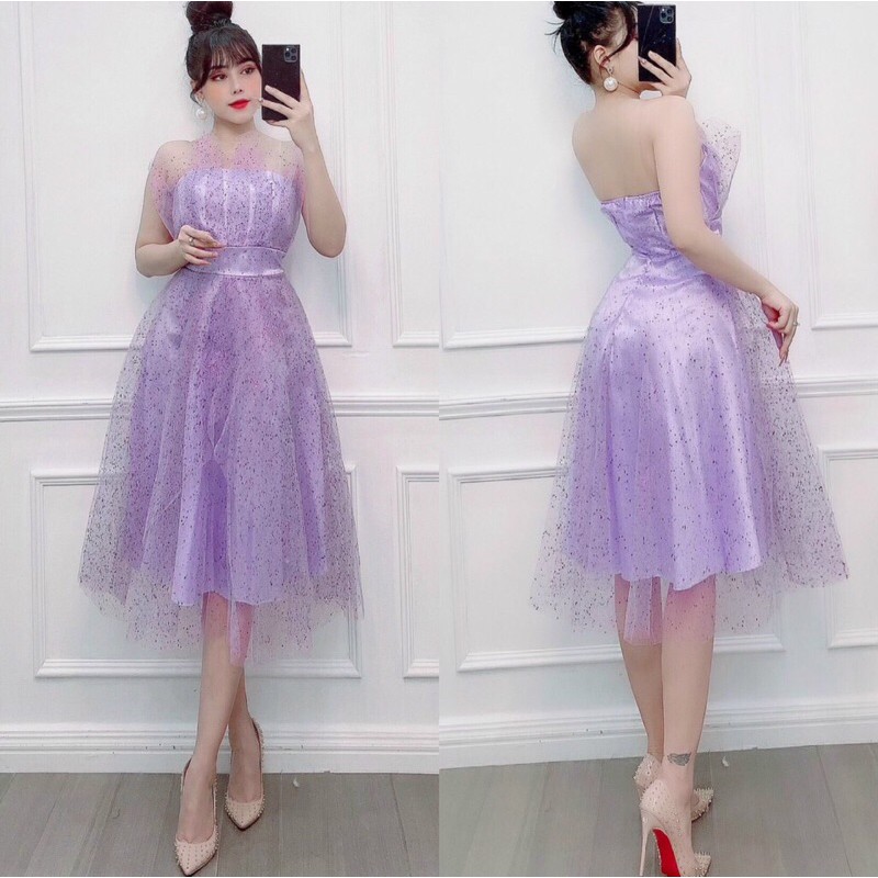 ĐẦM KIM TUYẾN CÚP 2 TẦNG CHÉO NGẮN