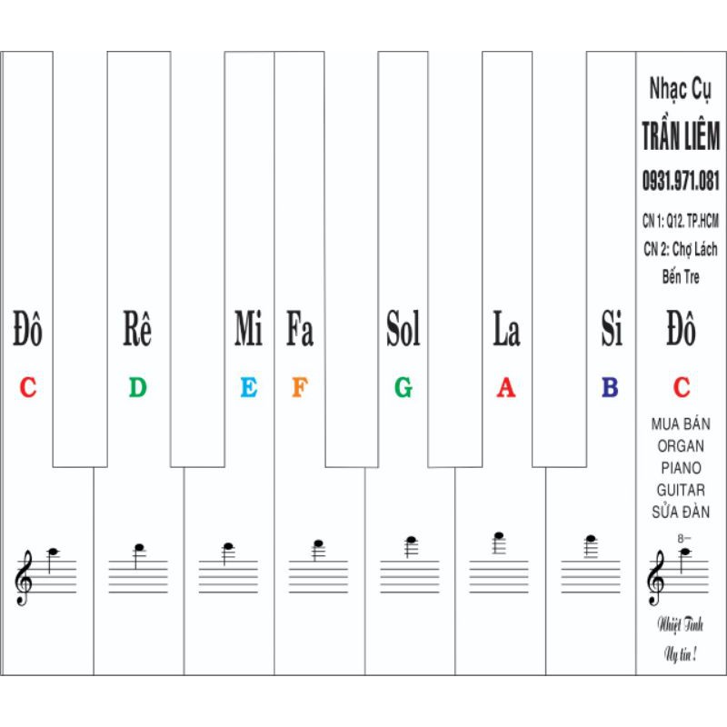 Decan Dán phím đàn Organ Chống xước