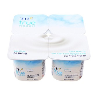 Lốc 4 Hộp Sữa Chua TH True Milk Có Đường 100g
