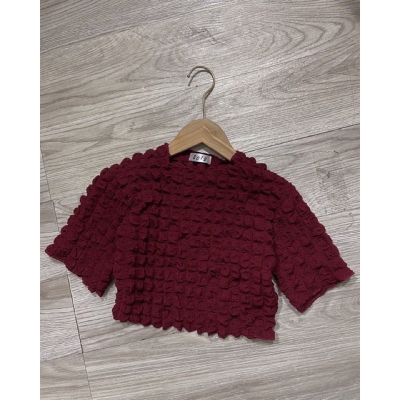 Áo Croptop Xốp Ô Vuông  Nữ . Croptop kiểu dáng ôm cộc tay năng động hàn quốc bánh bèo tiểu thư