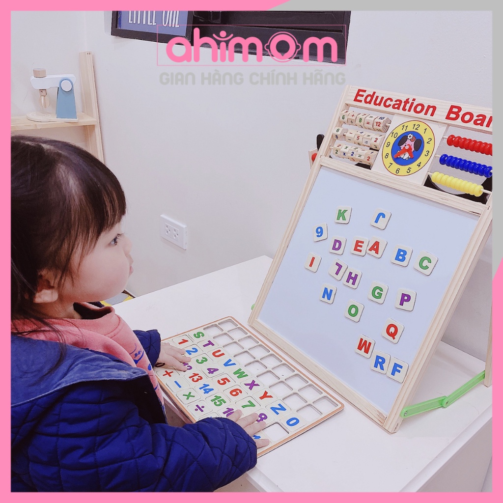 Bảng học chữ cái và số - bảng học cho bé có gắn nam châm 2 mặt giúp phát triển trí não Ahimom
