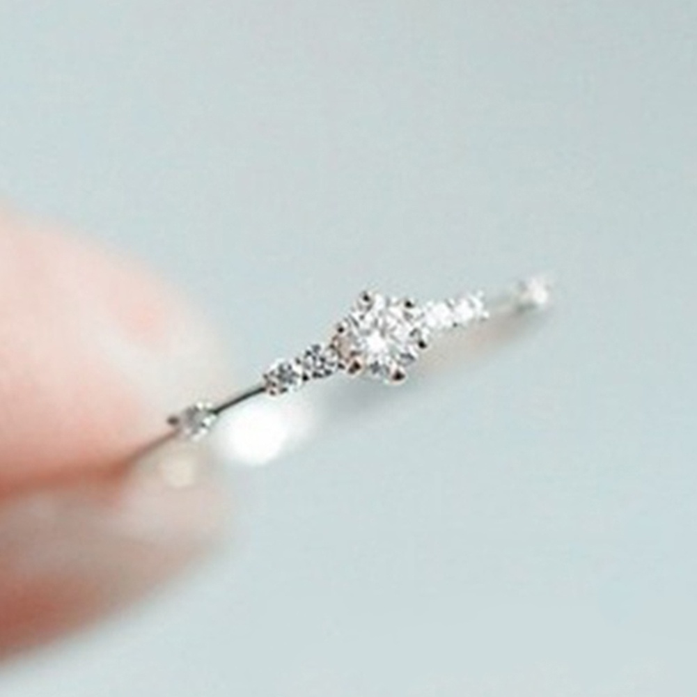 Nhẫn Đính Hôn Đính Đá Nhân Tạo Phong Cách Hàn Quốc Cho Nữ