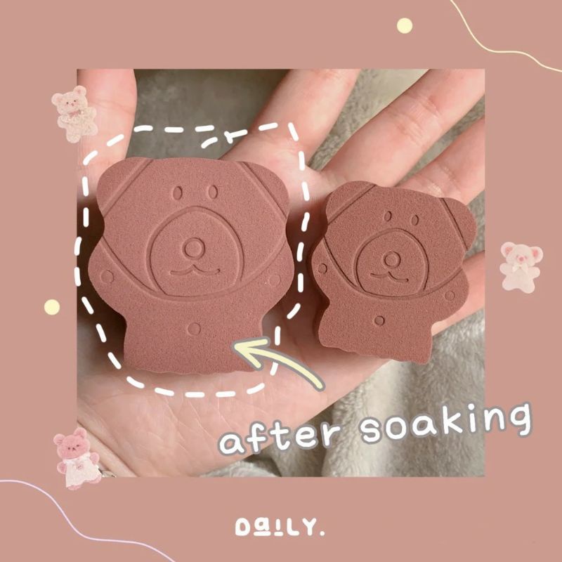 Mút trang điểm hình gấu và bánh mì dễ thương