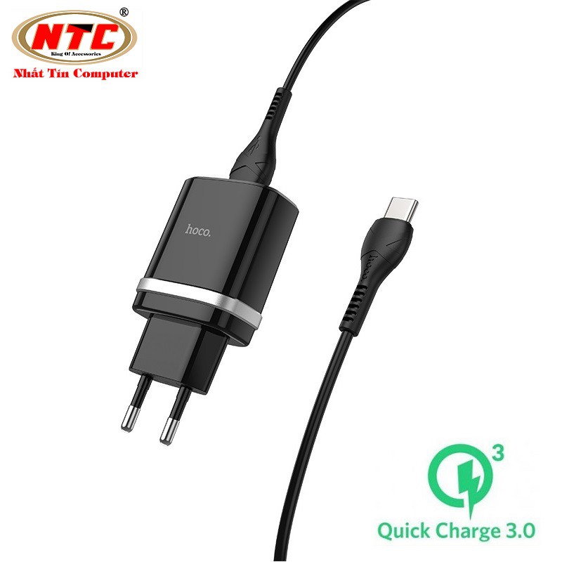 Bộ cốc sạc nhanh và cáp sạc Hoco C12Q cổng Type-C hỗ trợ QC3.0 3A 18W - Hàng chính hãng