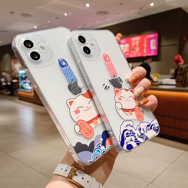 Ốp lưng iphone silicon trong suốt hình Mèo may mắn dành cho iphone 6 đến 13promax - T118 | BigBuy360 - bigbuy360.vn