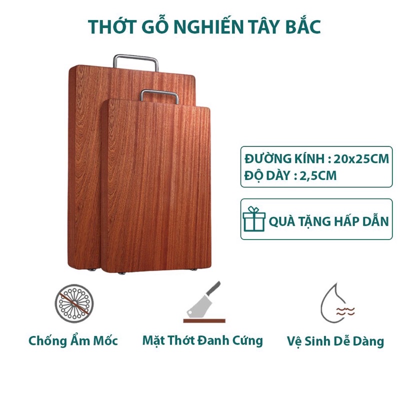 Thớt gỗ chữ nhật ,gỗ nghiến tây bắc, thớt gỗ không tâm nguyên khối độ bền cao, Sammi shop