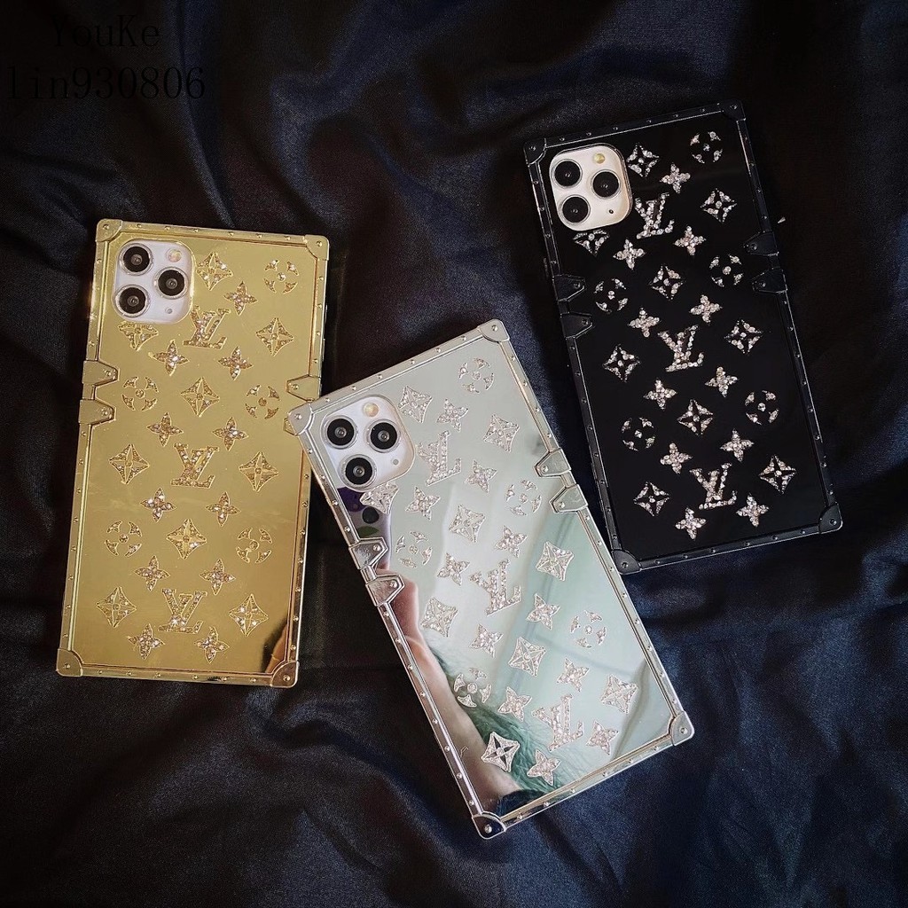 Ốp Điện Thoại Hình Vuông Họa Tiết Lv Gắn Gương Phối Vân Kim Cương Cho Iphone 12mini Xr Se2 11 12pro Max | BigBuy360 - bigbuy360.vn