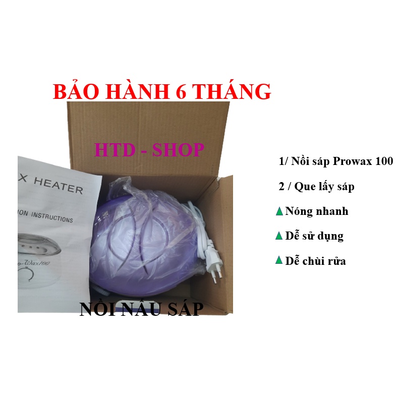 (Sáp 100g siêu bám lông + que +nồi) Nồi nấu sáp wax tẩy lông Prowax 100 cao cấp sang trọng.