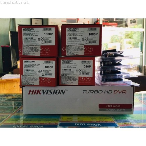 Trọn Bộ 4 Camera Quan Sát Hikvision 2.0 megapixel Full HD 1080P tặng ổ cứng HDD 500G và 40m dây liền nguồn