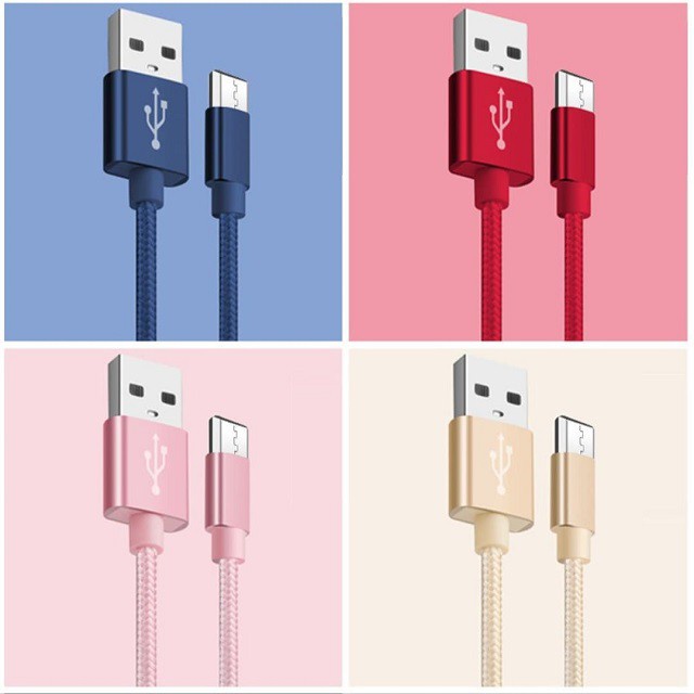 Dây sạc samsung, oppo, xiaomi...,Cáp sạc cổng Micro USB thiết kế dây bện dù cho điện thoại androi