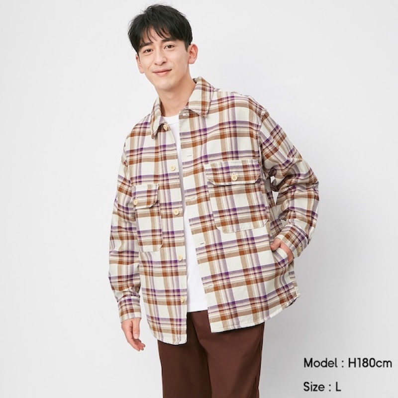 Áo sơ mi nam dài tay kẻ caro dòng oversize thời trang, năng động của GU - Nhật