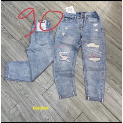 Quần baggy jean nữ JL JohnsonLi lưng cao dáng rộng,kết nút