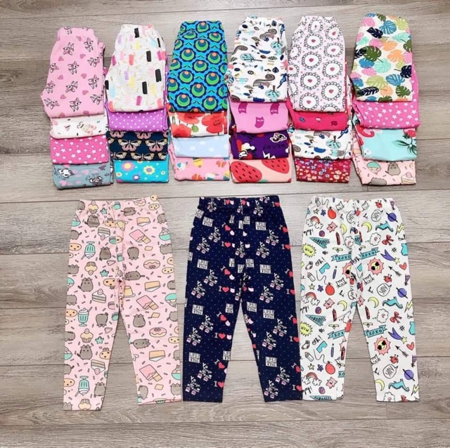 Set 5 quần legging co giãn 4 chiều cao cấp cho bé gái