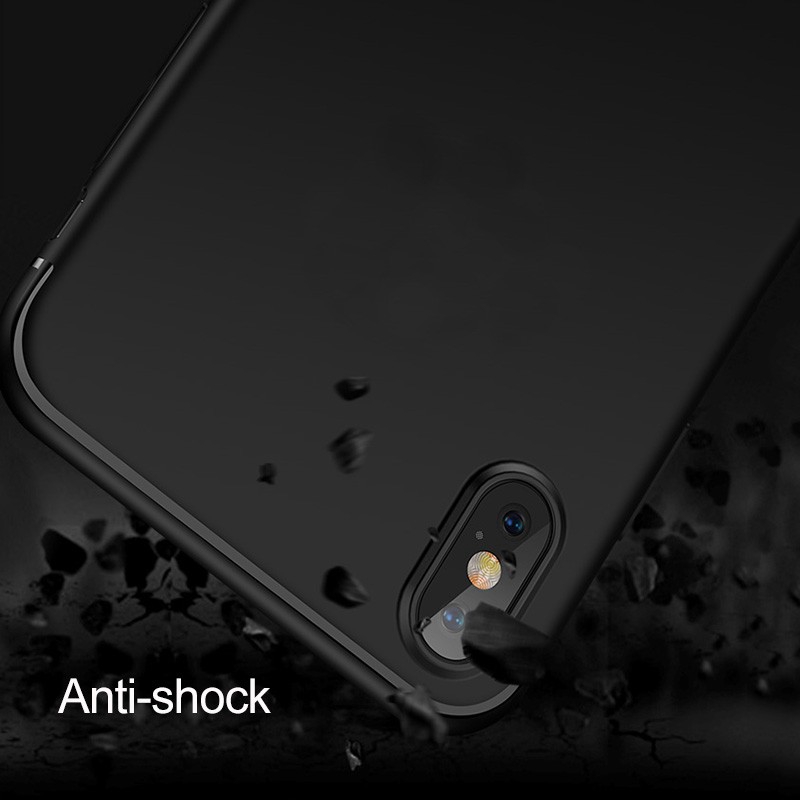 Ốp điện thoại màu đen mặt nhám đơn giản cho IPHONE 5S SE 6 6S 7 8 PLUS X XR XS MAX