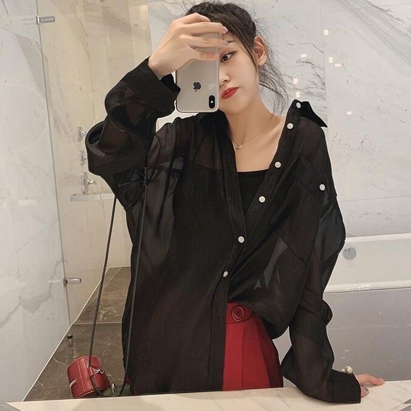 Áo sơ mi nữ satin phi bóng phản quang ánh nhũ vàng sang chảnh