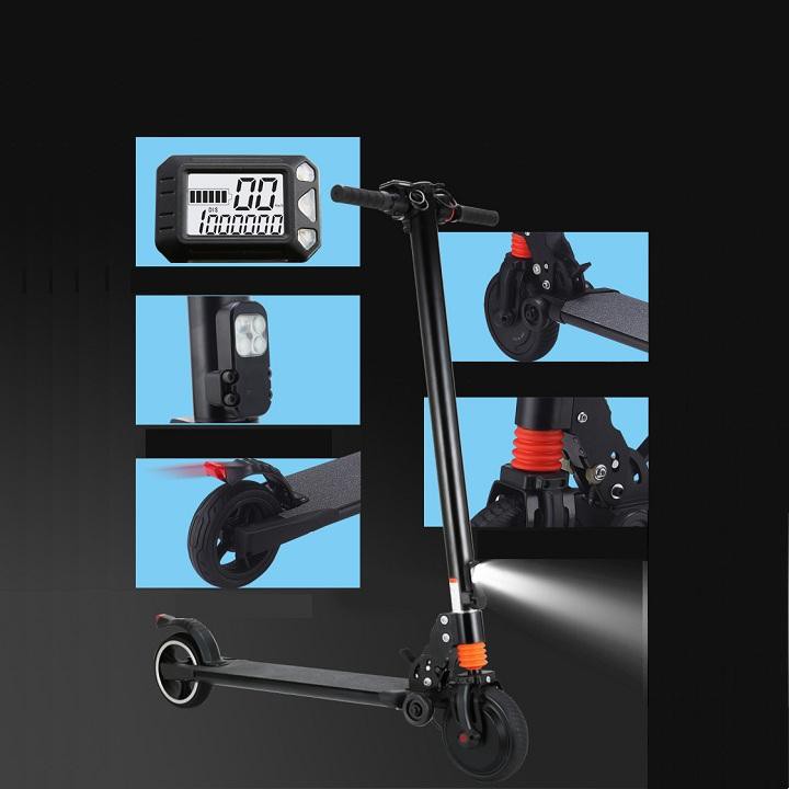 Xe scooter điện S8 không yên, có thể gấp gọn thanh thiếu niên nam nữ đi làm đi học tiện lợi, 10km/1 lần sạc, tải trọng 1