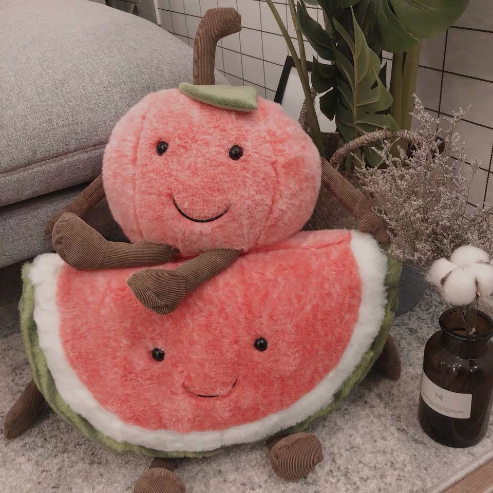 Gối ôm nhồi bông siêu mềm hình quả cherry đáng yêu Dưa hấu gối Gối gối hình dưa hấu Một con búp bê