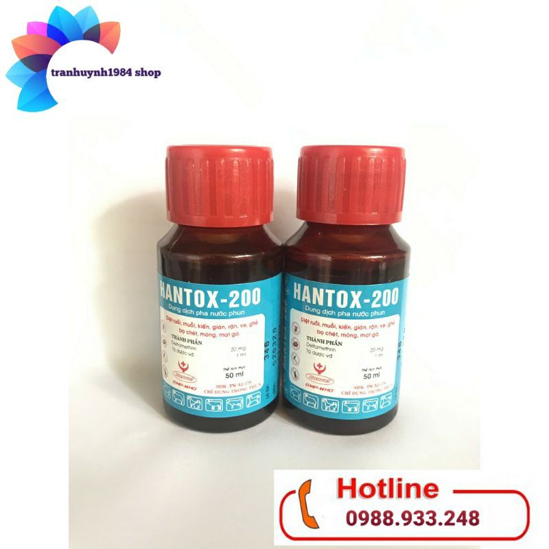 Hantox-200 { Hàng chính hãng} lọ 50ml chuyên gia diệt tận gốc ruồi, muỗi, ve Chó, bọ chét Chó mèo, mạt gà