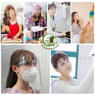Mặt nạ kính nhựa có gọng đeo, chống bắn nước bọt