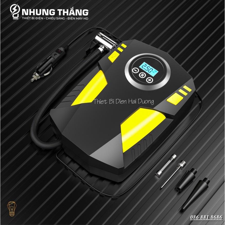 Bơm Lốp Ôtô,Xe Hơi Điện Tử Đa Năng ST-5002 - Chế Độ Tự Ngắt - Tích Hợp Đèn Led - Điện Áp 12V - Bảo Hành 1 Năm