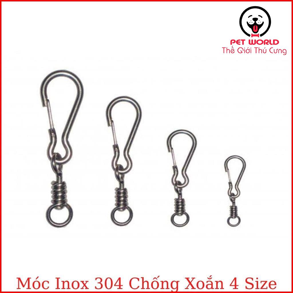 HCM (1 cái) Móc xích inox có chống xoắn Móc khóa 4 size Inox 304 siêu cứng có thể dùng móc dây cáp hoặc móc xích chó -Pe