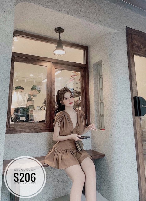 Bigsize Set cổ V tay rút S206