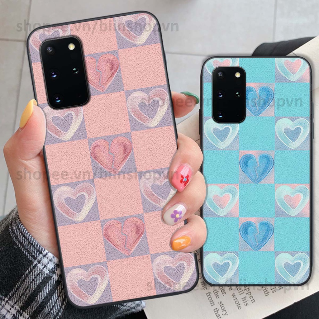 Ốp Samsung S20 / S20 Plus / S20+ caro trái tim nhiều màu sắc, đầy cá tính, khẳng định phong cách