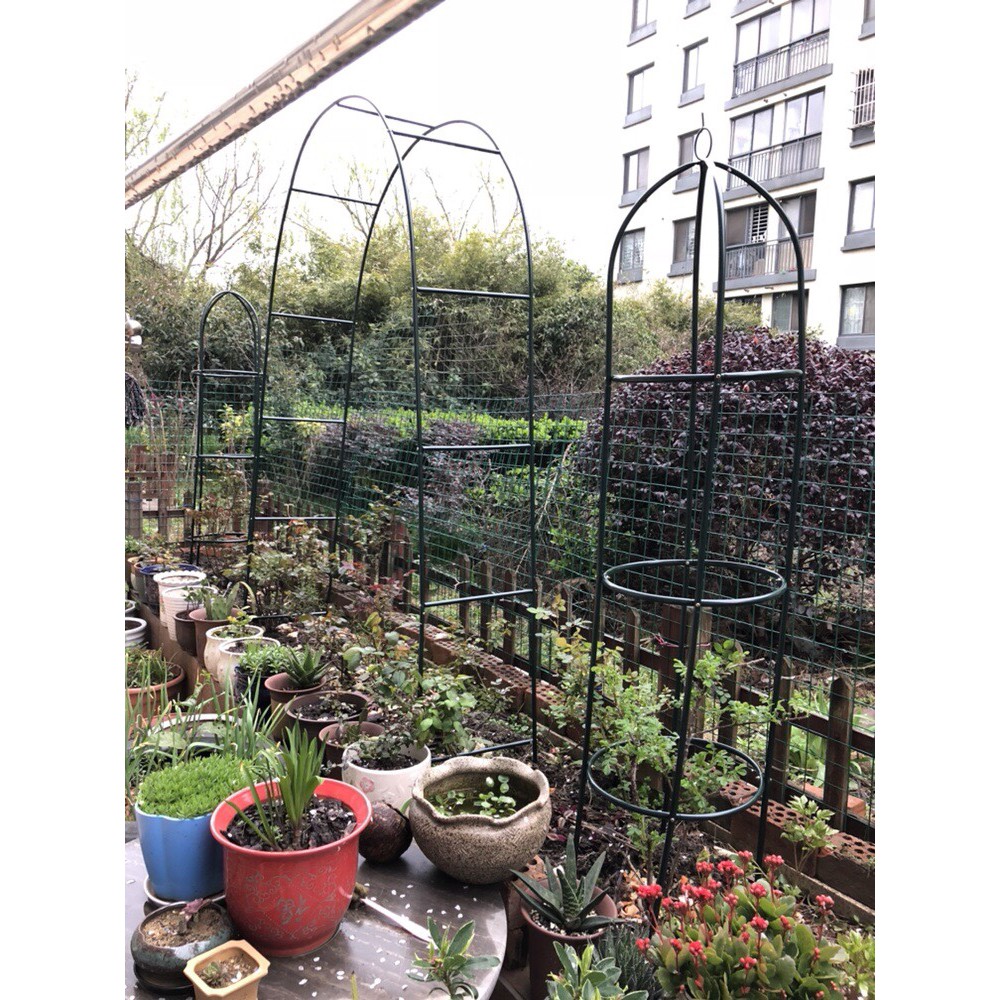 Khung vòm hoa hồng leo màu xanh cao 2,4m rộng 1,4m ngang 40cm làm từ thép ống phi 13mm