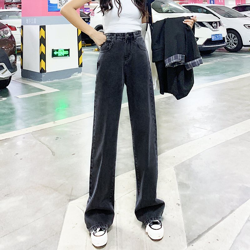 Quần Bò Ống Suông Rộng Nữ TDSHOPNT Lưng Cao 2 Cúc Dáng Baggy Suông Cá Tính Q125