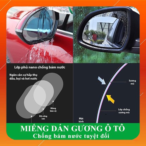 4 Miêng Dán ô tô Chống đọng nước chống chói Gương chiêu hậu và Cửa kính ô tô
