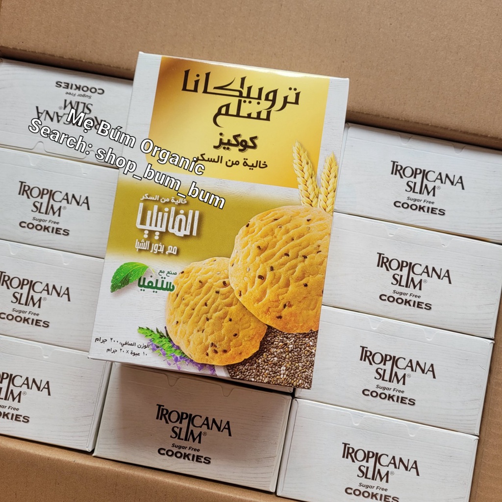 [HCM giao hỏa tốc] 1 Thùng 12 hộp Bánh Cookies yến mạch hạt chia không đường Tropicana Slim Ăn kiêng - Hộp 200g