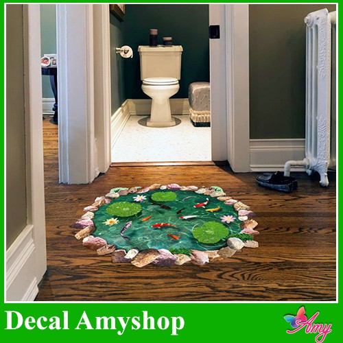 Decal dán tường 3D ao sen - DCS001